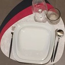 Placemat CURVE L - HIPPO white-grey