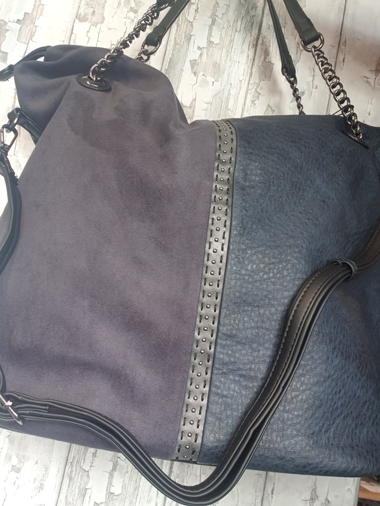 Grote donkerblauwe handtas