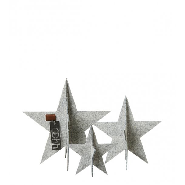 Set van 3 staande ECOvilten sterren, Wit