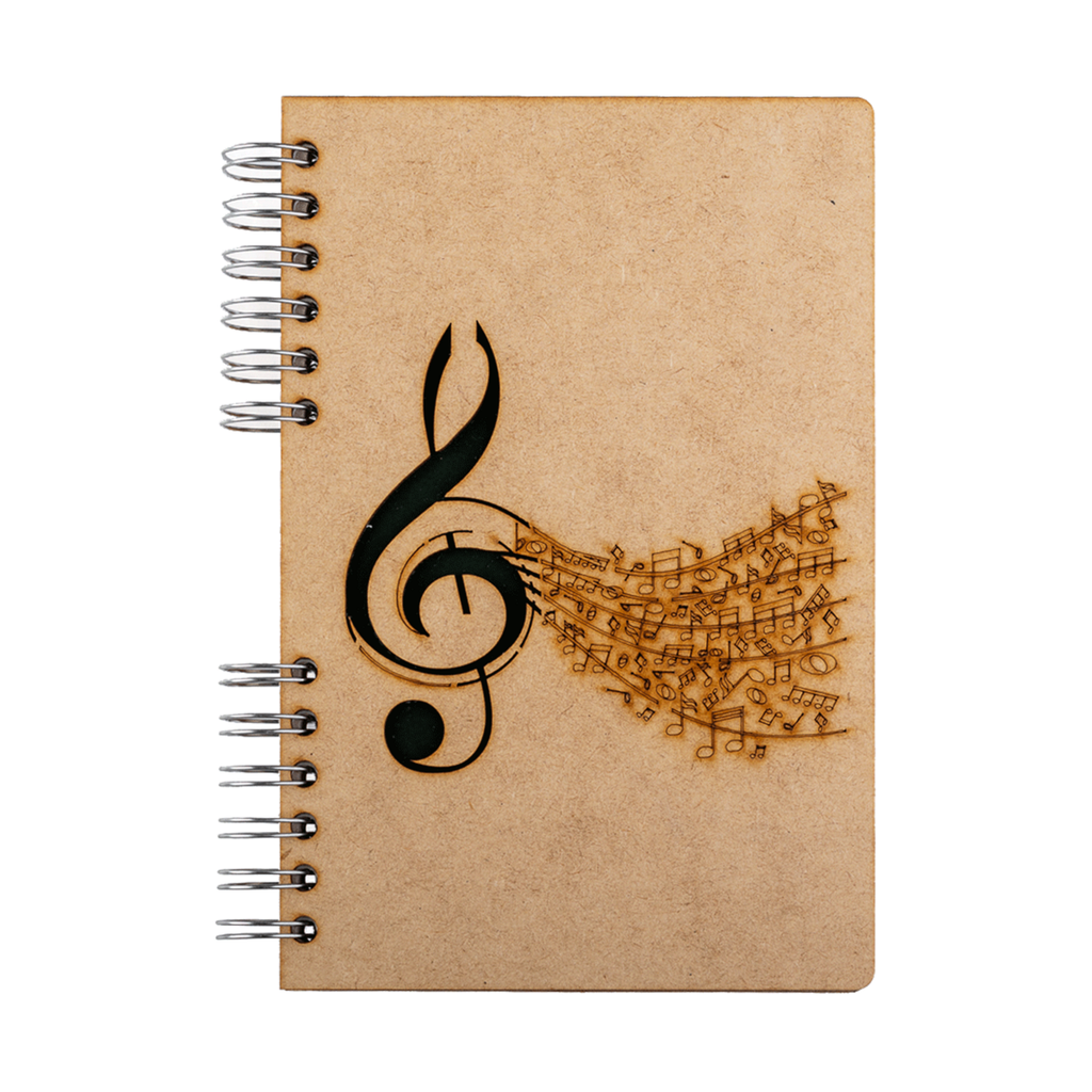 Duurzaam houten notitieboek | Gerecycled papier | Navulbaar | Muziek