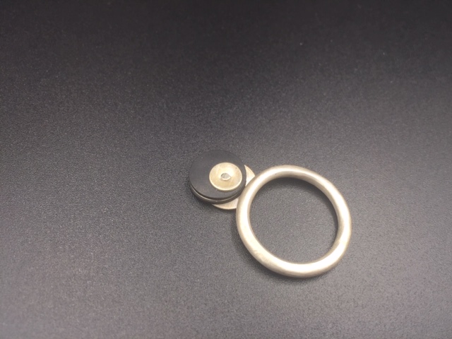 Ring Zilver-rubber klein rondjes
