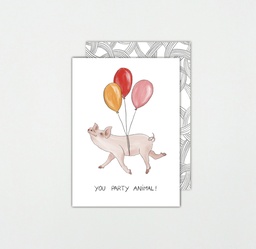 Verjaardagskaart: "You party animal!"